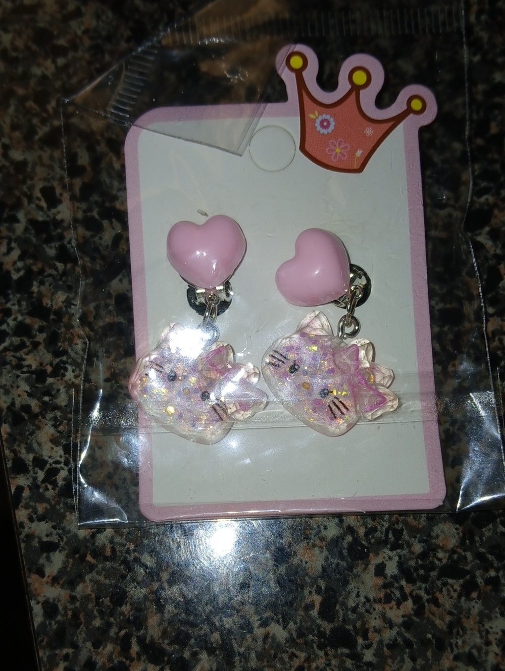 #Kidsearrings Pink Heart and Kitty #DangleEarrings